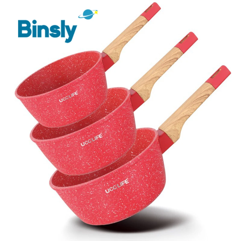 3PCS Nonstick Cookware Set Milk Pot Set 14/16/18CM Saucepan Set for Induction Cooker Kitchen Cooking Use