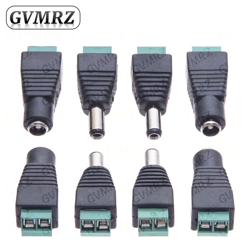 10PCS male and female DC Power plug 5.5 x 2.1MM 5.5*2.5MM 12V 24V Jack Adapter Connector Plug CCTV 5.5x2.1 2.5 view 5