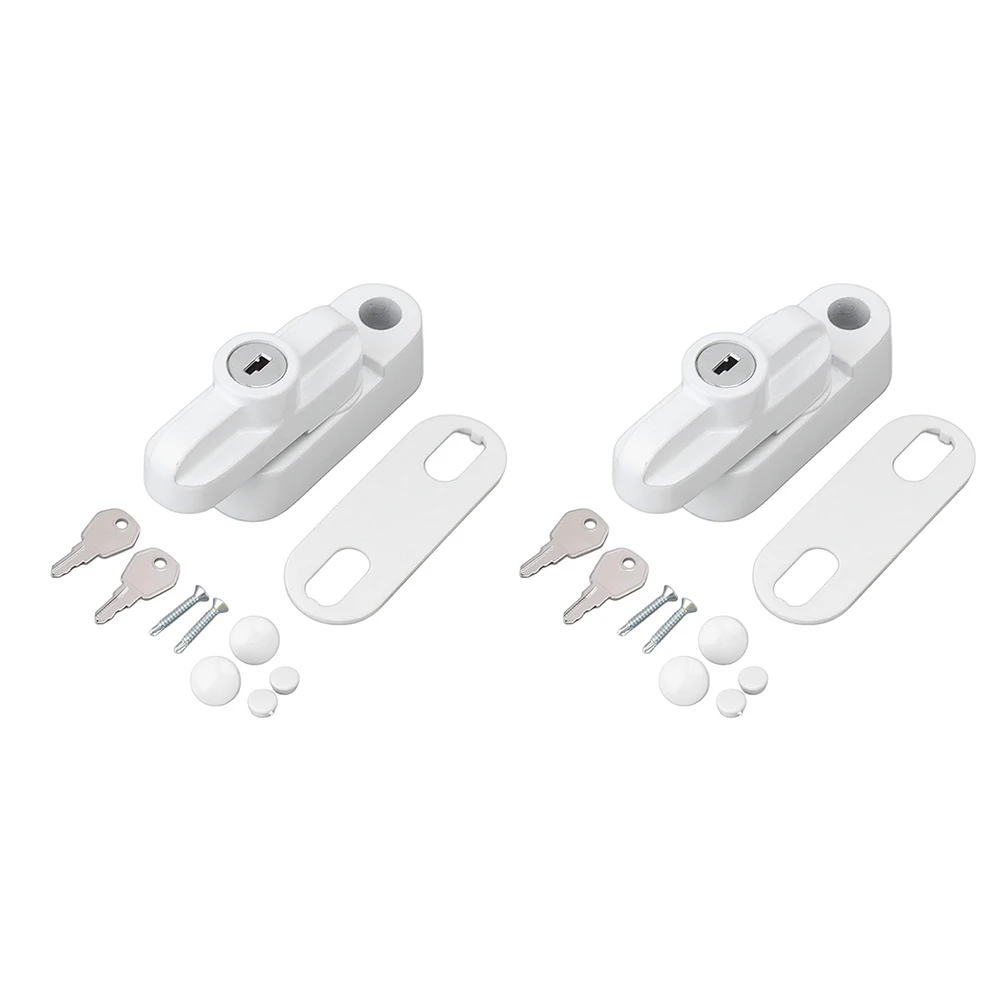 2Pcs Window Lock Key Door&window Stopper Safety Door Latch Rotary Latch 10.8*8.2*4.6cm For Home Improvement Safety Parts
