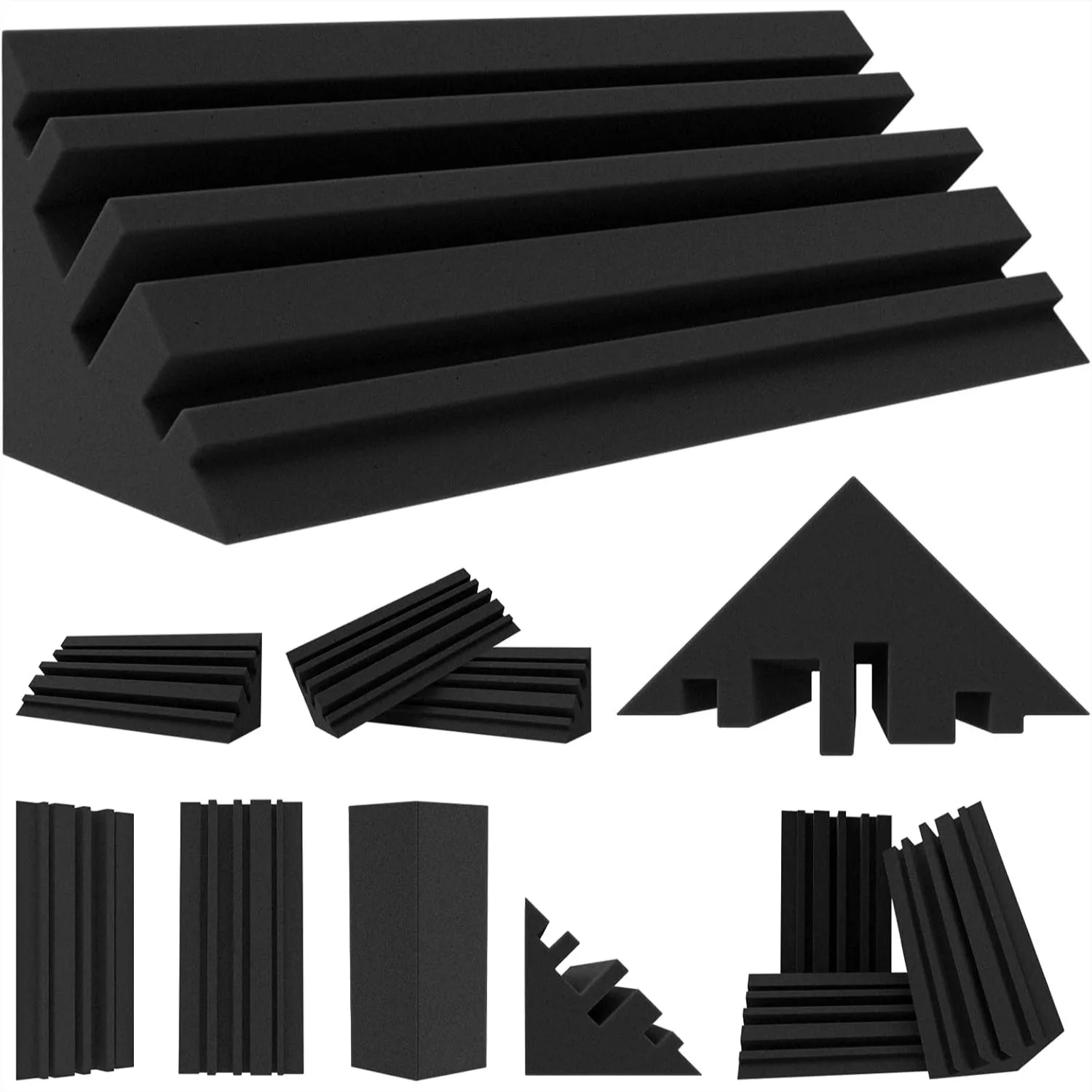 Bass Traps 12 Pcs 4x4x12 Inches Dense Acoustic Foam for Music Room Recording Studio