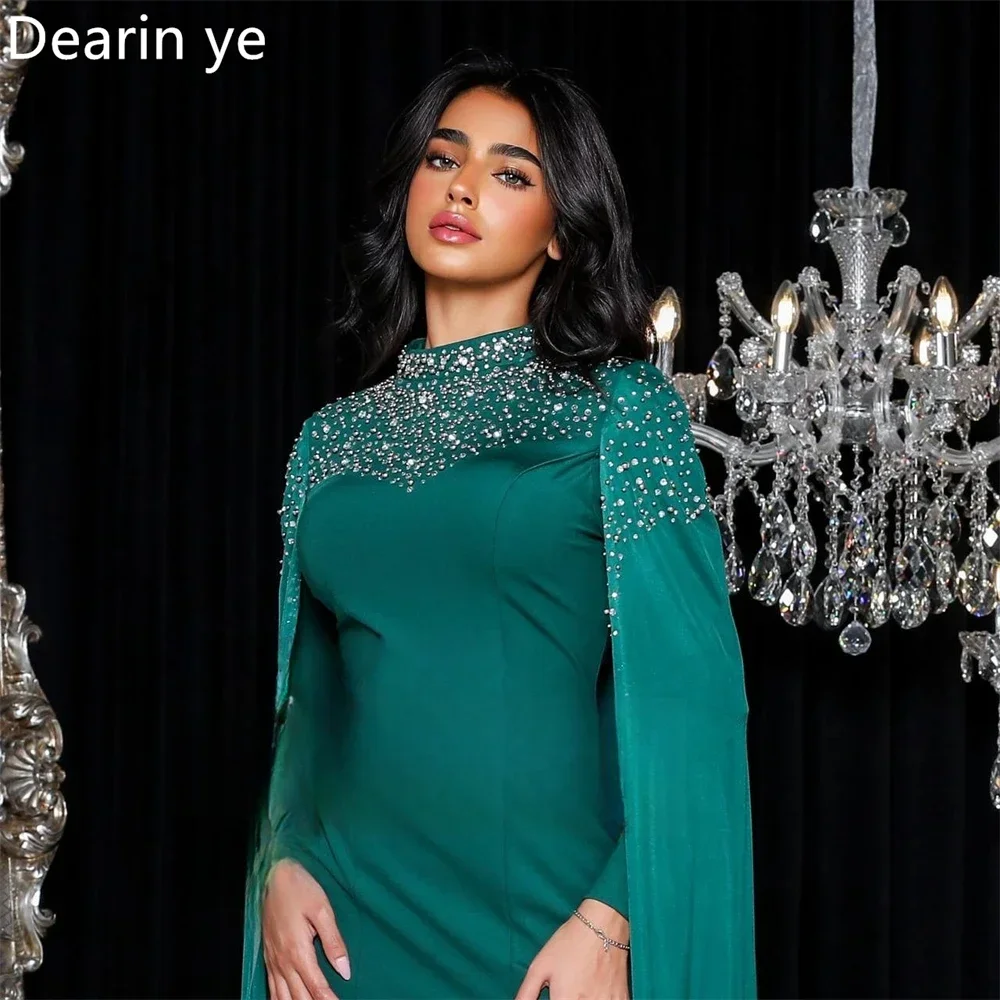 Vestido de noite personalizado, arábia saudita, dearin, coluna de joia, comprimento do tornozelo, saias, roubou, vestidos de ocasião sob medida, vestido formal de baile