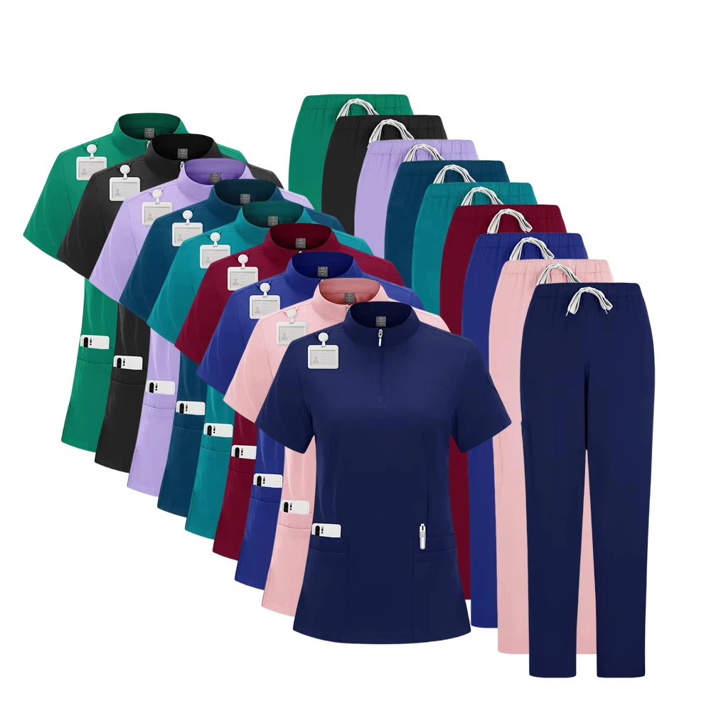 

Мужская натуральная униформа, эластичный комплект для скраба для бега, топ и брюки-карго обычных размеров с достаточными карманами