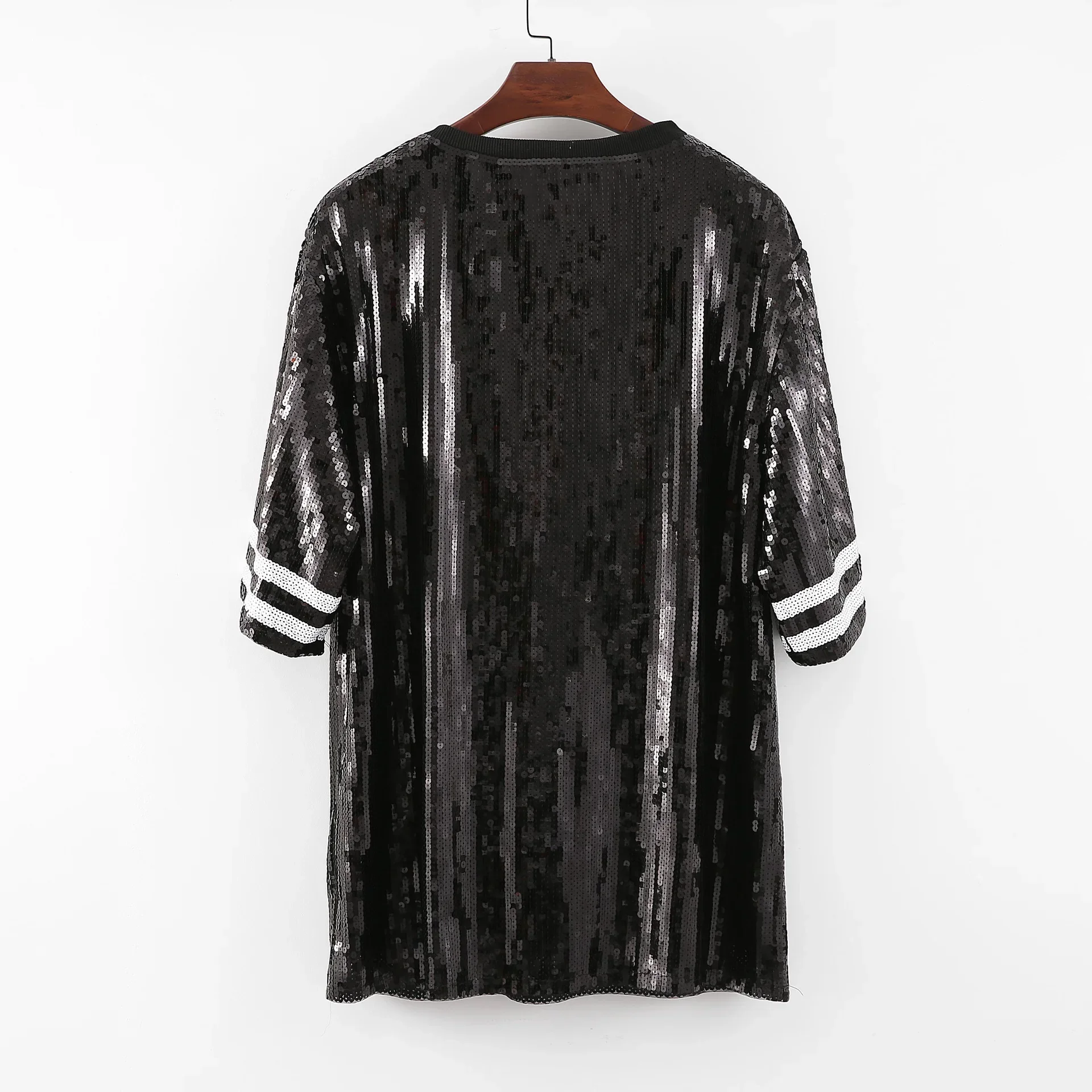 

New Half Sleeve Cheerleading Jersey Letters Embroidery Oversized T Shirt Women's Sequined T-shirt Rugby Jersey Clothing Ladies