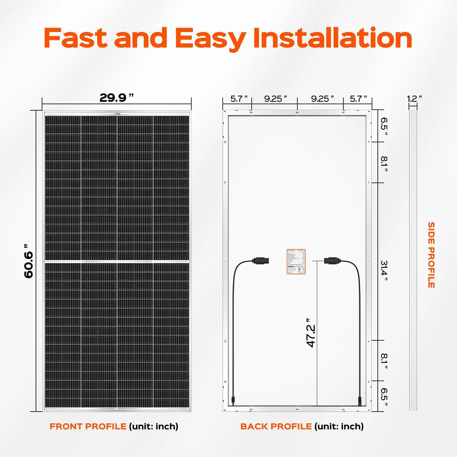 Solar Panel High Efficiency UL Certified Solar Module for RV Trailer Camper Marine