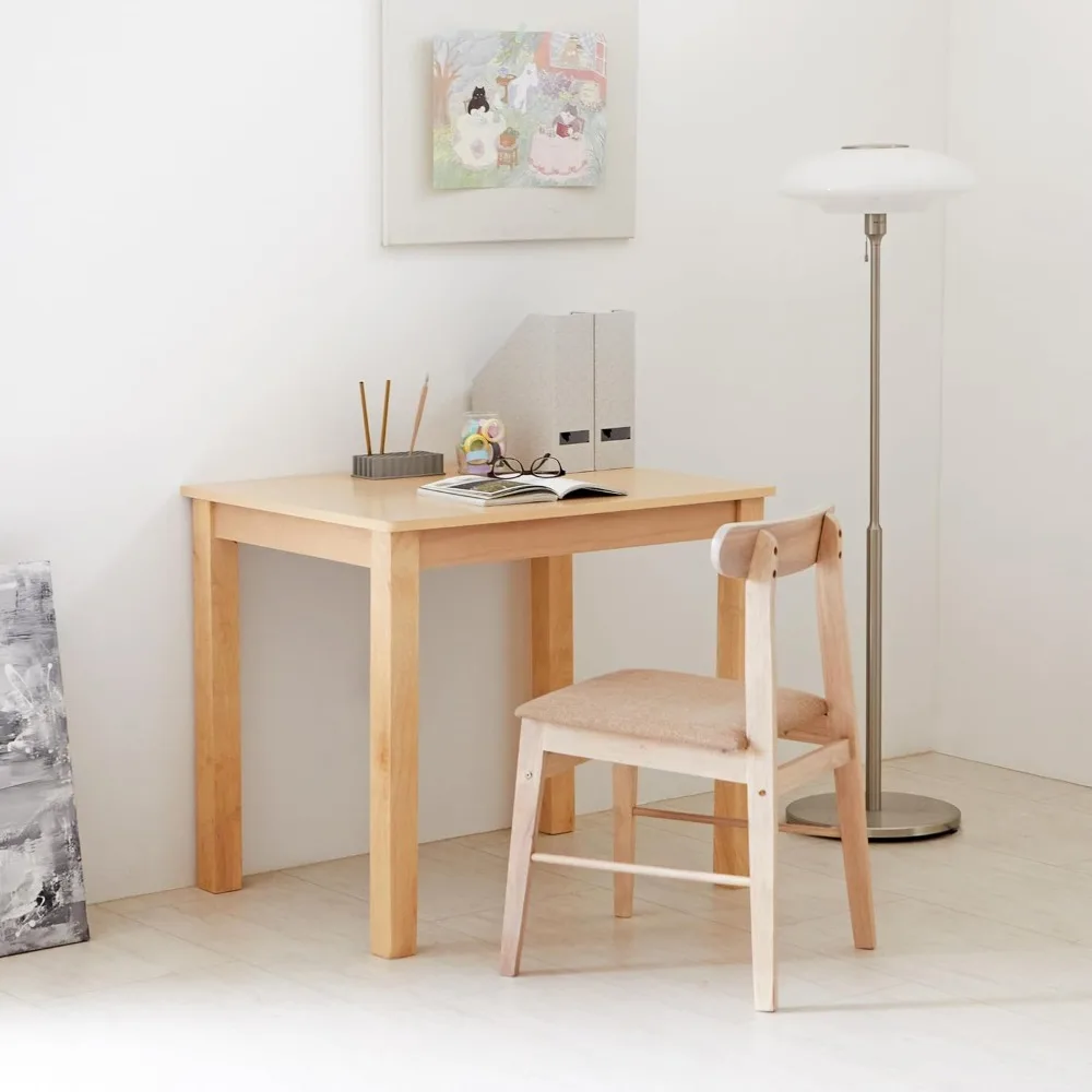 Cabin 33.5" Wooden Dining Table/Small Rectangular Modern Farmhouse Solid Wood Kitchen Table Desk