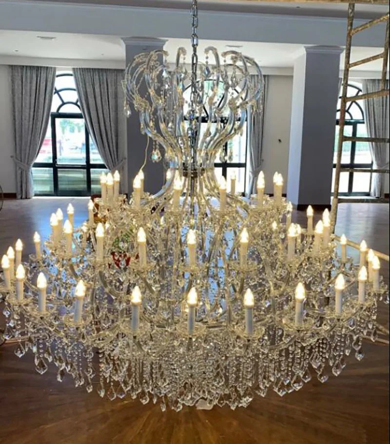 Large Maria Theresa Crystal chandelier for Foyer lobby hallway Stair Gold hanging Lamp home Decor Cristal lamps Ceiling light