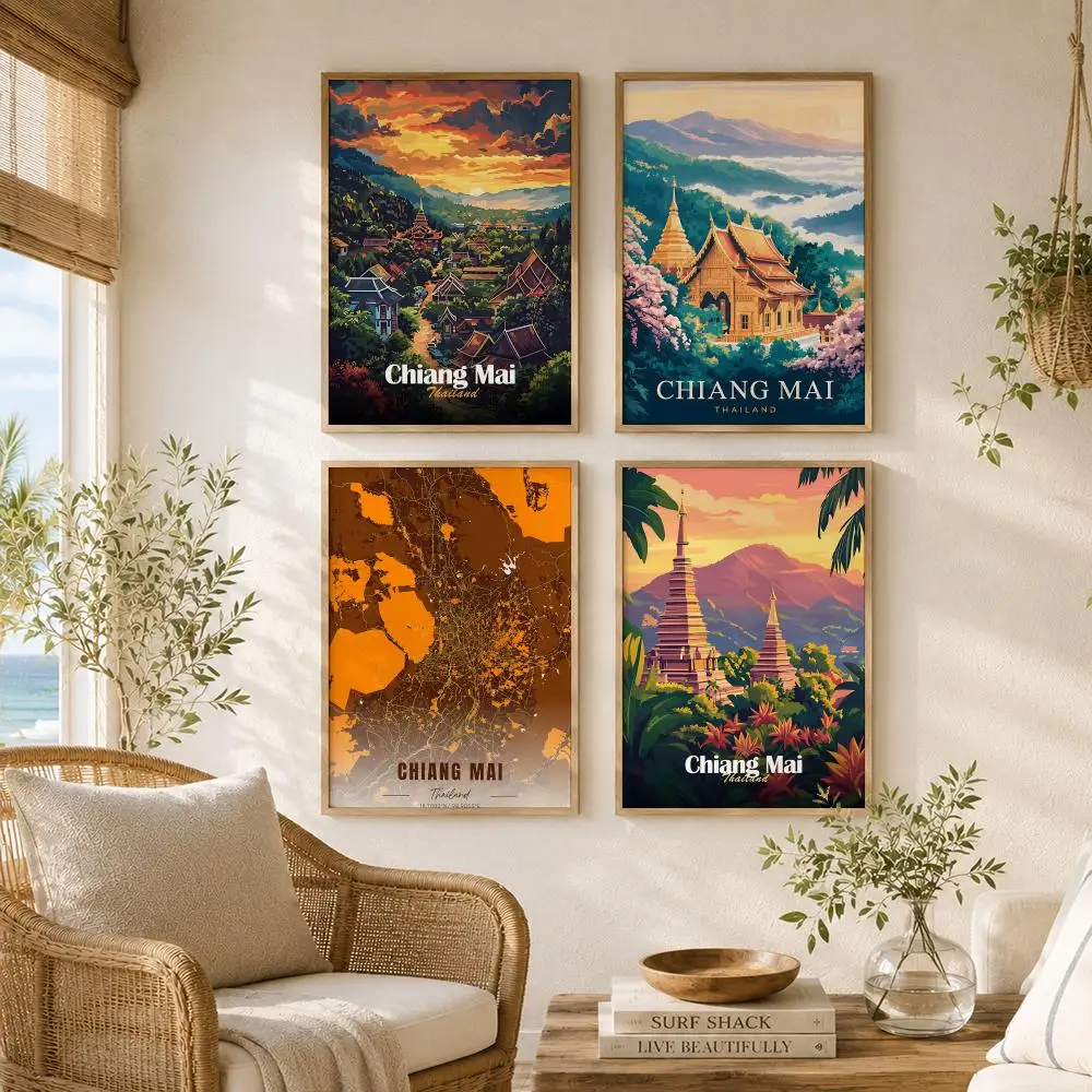 Travel Destination Chiang Mai Poster Versatile HD Waterproof Wall Art Self-Adhesive Decor for Any Space Ideal Gift