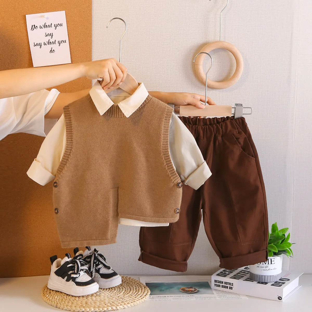 

Boys Clothes Sets Spring Autumn Children Knitted Vest Shirts Pants 3pcs Fashion Party Suit For Baby Outfits Kids Tracksuits 5 6Y