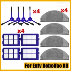 Replacement Parts For Eufy RoboVac X8 Series Hybrid Vacuum Cleaner Main Side Brush Mops Rag Hepa Filter Spare Accessories