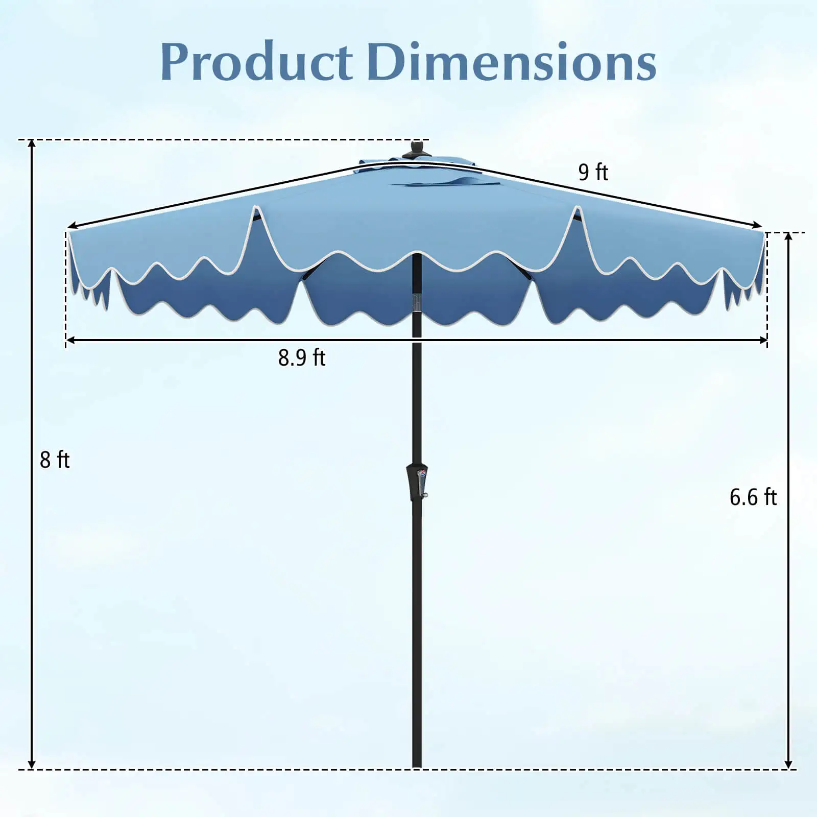 9 FT Patio Umbrella 2-Tier Market Table Umbrella w/ Sun-Protective Canopy