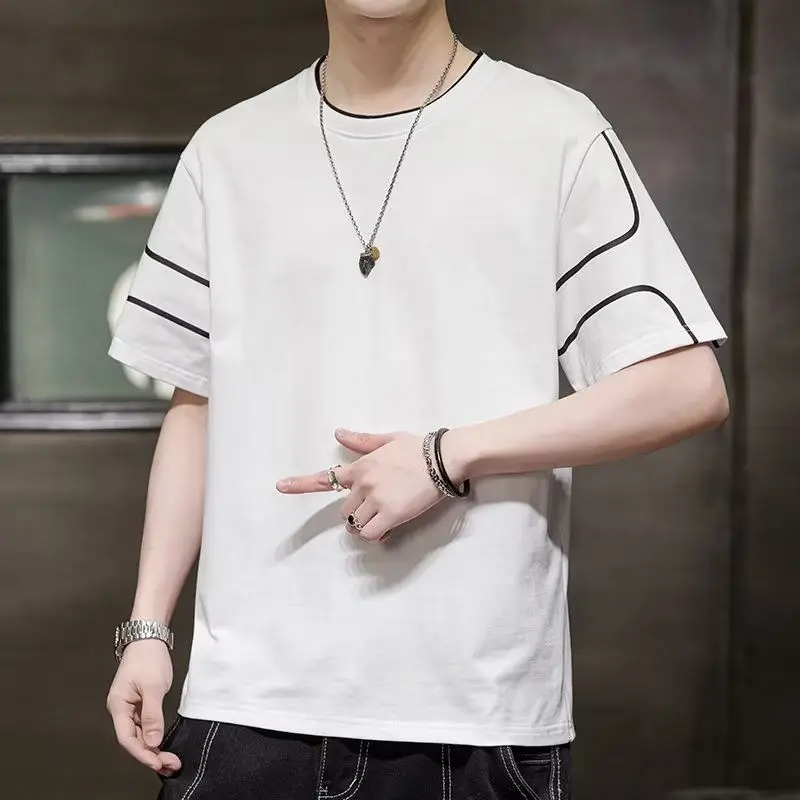 Boyfriend Summer 2024 New Pullover O-Neck Spliced Fashion Solid Color Comfortable All-match Casual Short Sleeve T-Shirts Tops