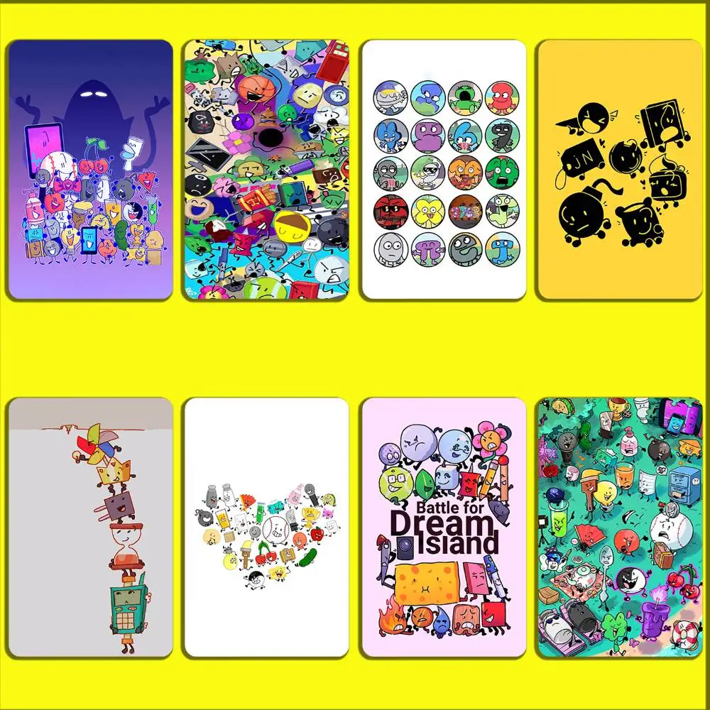

BFDI B-Battle for Dream Island Card Stickers For Debit Bank Credit Cards Metro Bus Pass Sticker Decoration Cover Skin