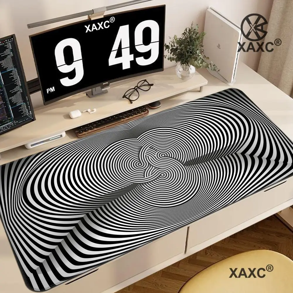 

Black and grey abstract art pattern Mouse Pad Desk Mat with Stitched Edge Rubber anti-slip Gaming mat keyboard mouse pad HYBXXC