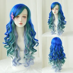 PARK YUN mermaid Wig Long Blue Purple Gradient Wigs for Women Daily Party Halloween Cosplay Synthetic Body Wave Hair Wig