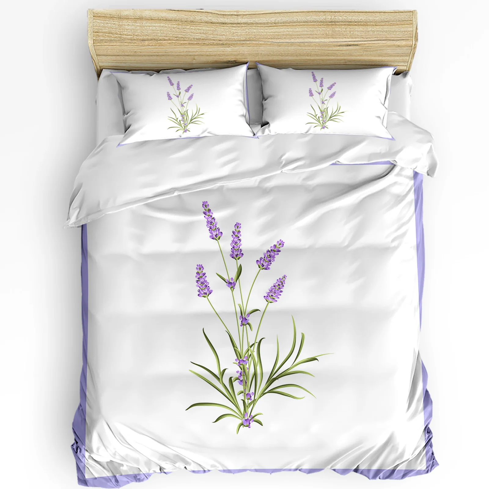 

Purple Flower Lavender Romance Duvet Cover with Pillow Case Custom 3pcs Bedding Set Quilt Cover Double Bed Home Textile