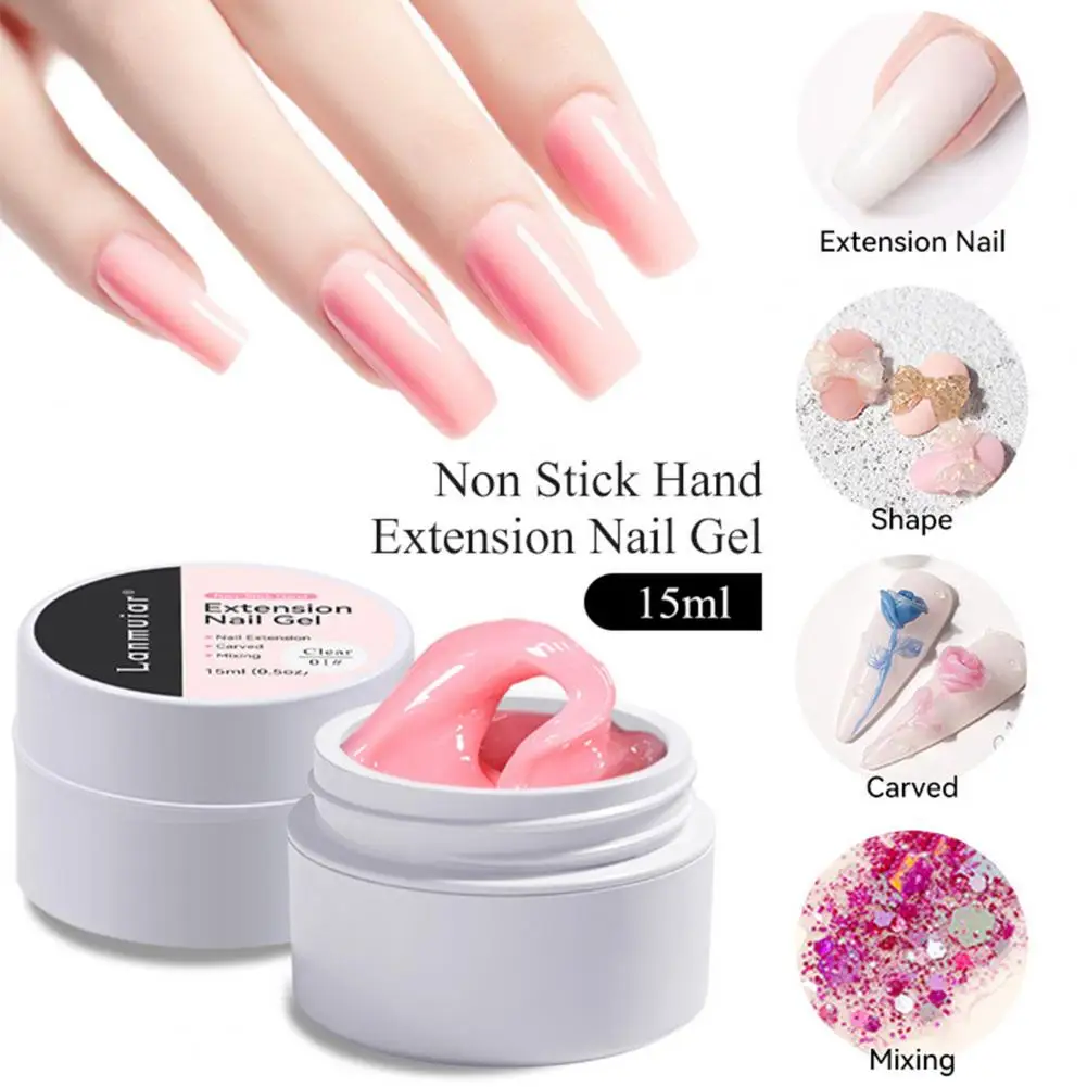 Nail Extension Gel Compact Size Uv Gel for Strong Mark-free Nail Art Extension Lightweight Shaping Flexible Fix Lightweight Nail