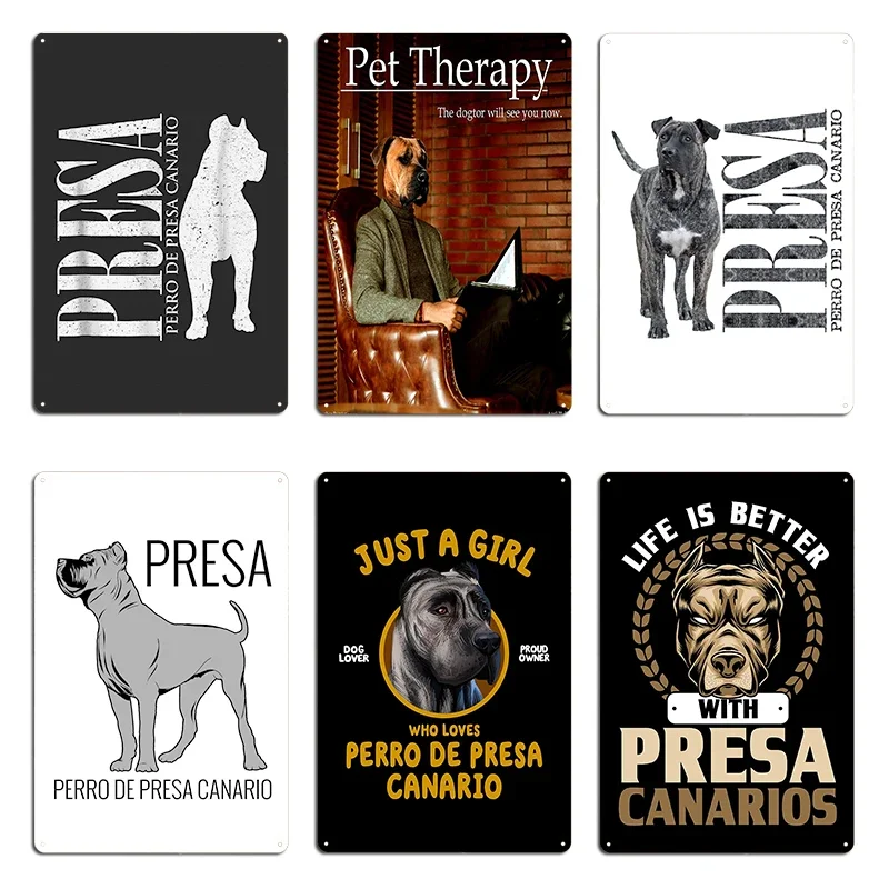 Apenas uma garota que adora Perro de Presa Canario, Terapia com Cães Dogo, Terapia com Animais de Estimação, Placa de Metal Personalizada com Impressão de Caverna, Pôster de Clube