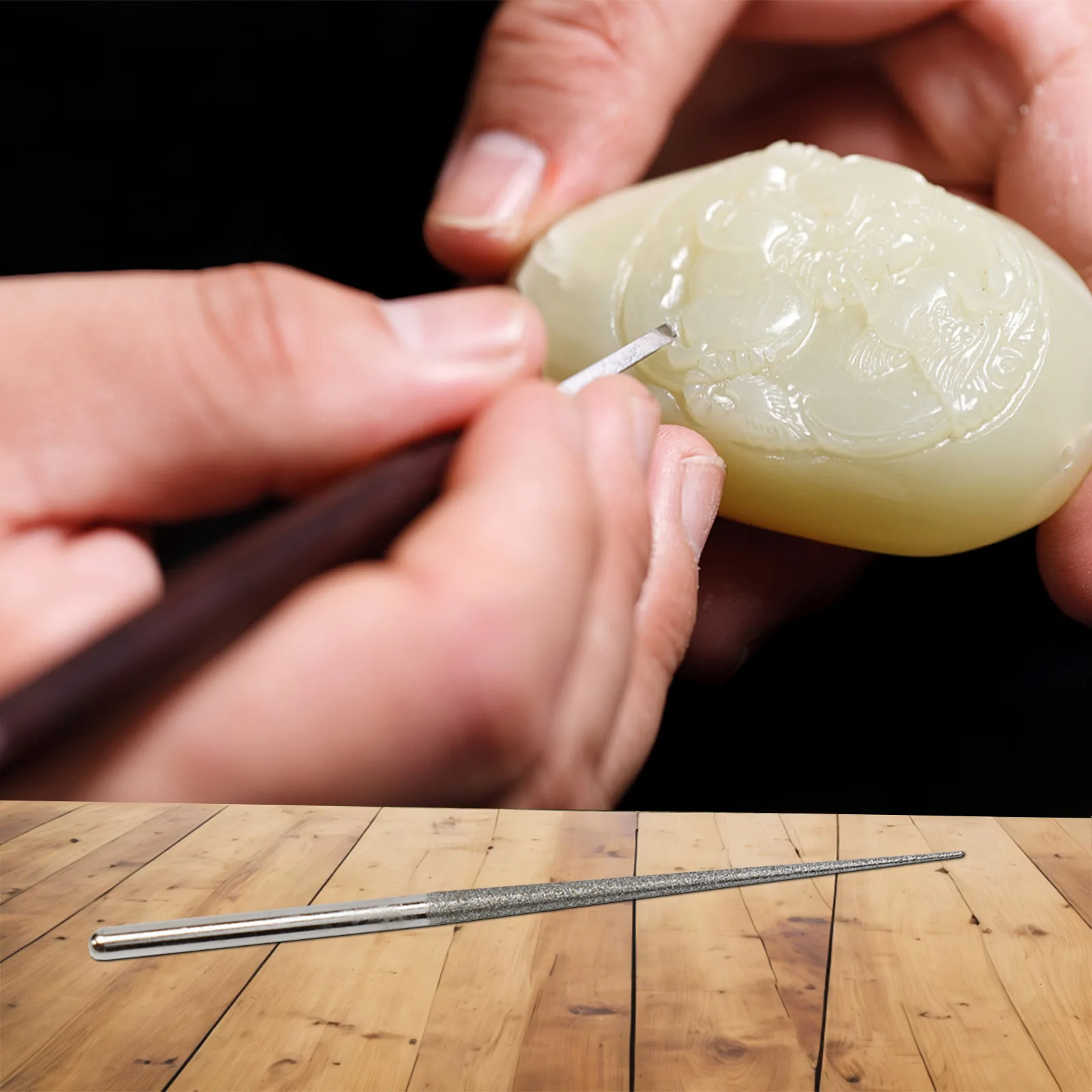 1 PC แกะสลักเข็ม 3mm Shank แท่งบด MINI Core เจาะเพชรเคลือบทรงกระบอกแบนหัวยาว Burrs แกะสลัก
