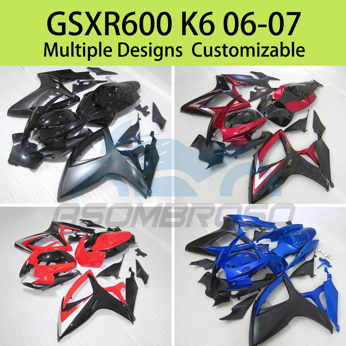 GSXR600 GSXR750 06 07 Motorcycle Fairing Kit for SUZUKI GSXR 600 750 K6 2006 2007 Fairings Panel Set Fit Customizable