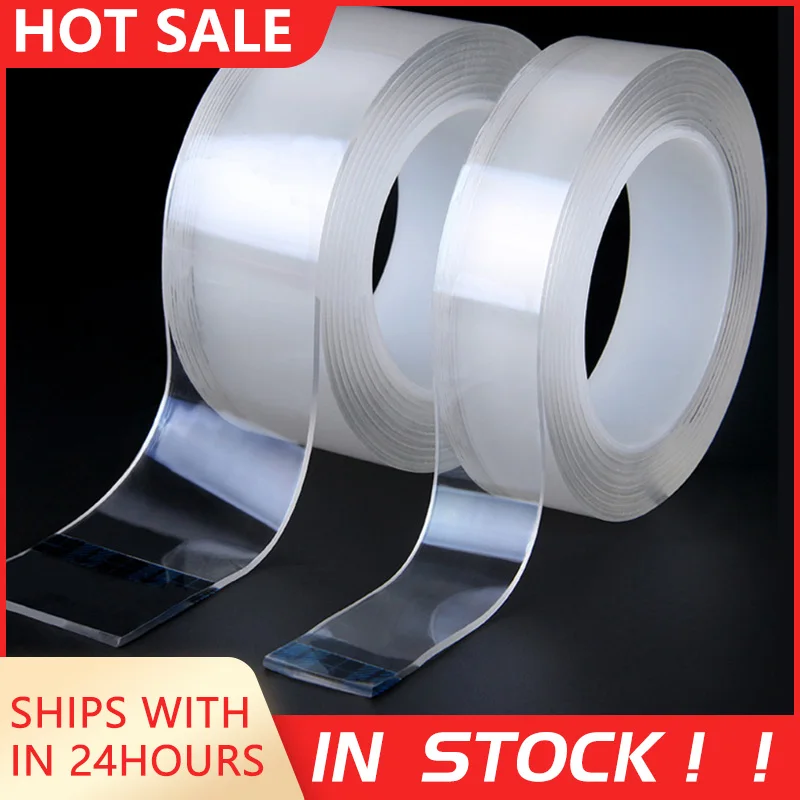 1/2/3/5M Double Sided Tape Nano Tape Reusable Waterproof Wall Sticker Non-marking And Washable Self Adhesive Transparent Tapes