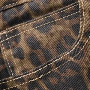 Tan leopard jeans female jeans female oversize leg wide streetwear hip hop vintage latt 6 Main Sales Women's Pants Jeans - №6