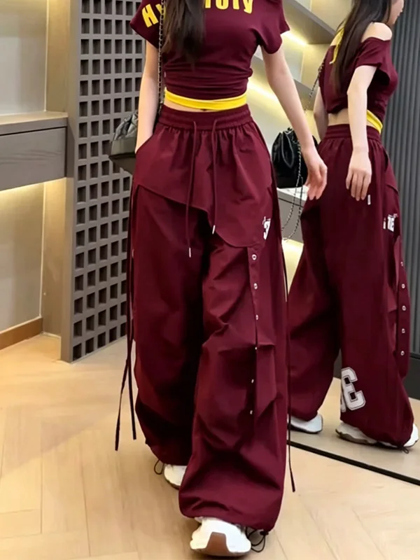 Fashionable Casual Work Pants Women's Spring Summer Jazz Dance Hip Hop Wide Leg Design Sensation Sport Leisure Trousers