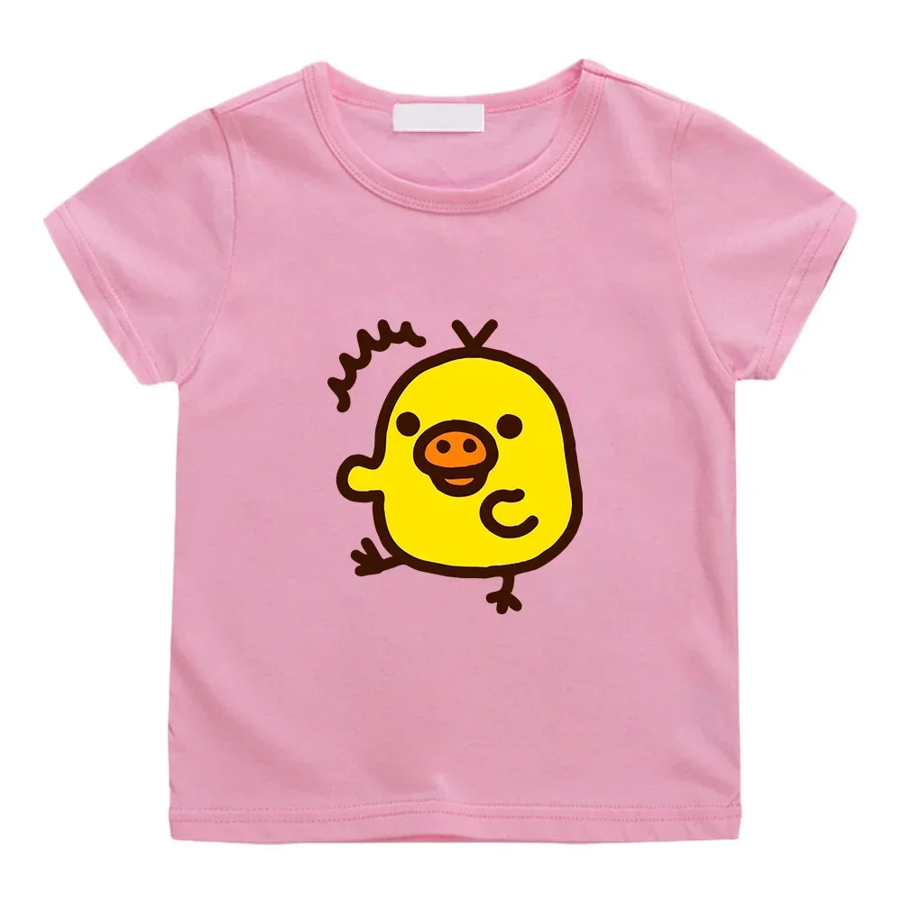 Kiiroitori Yellow Chick Kawaii Print T-shirt for Children Boys and Girls 100% Cotton Tee-shirt Casual Short Sleeve Summer Tshirt