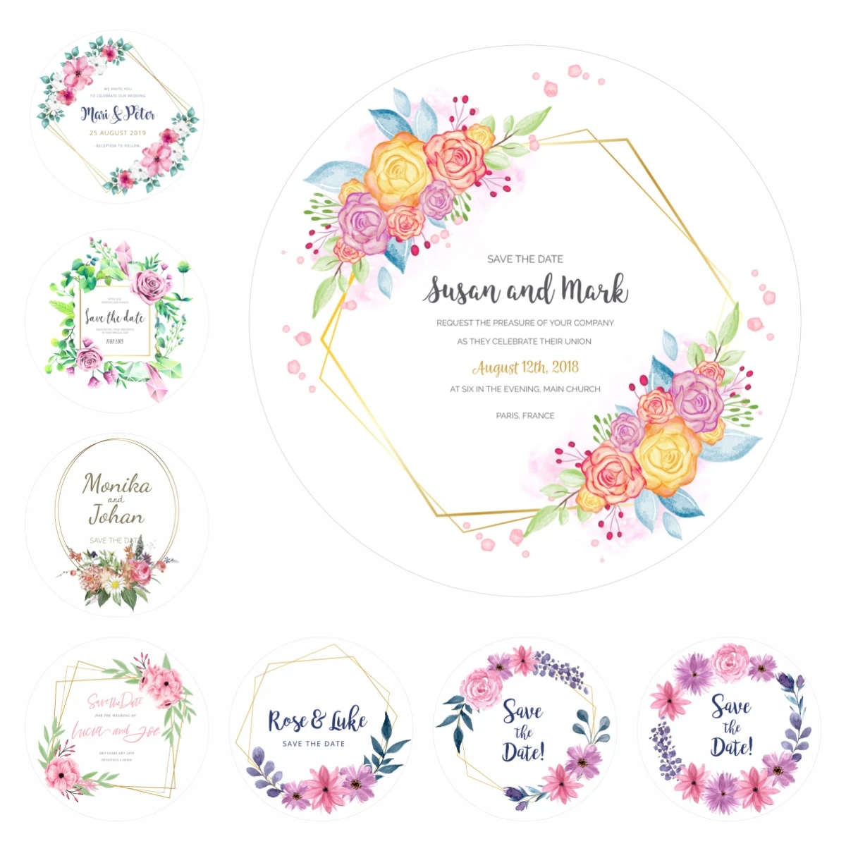 3/4/5/6/7/8/9cm Custom Logo Wedding Custom Birthday Party Stickers Personalized Design Gift Box Wedding Invitation Seal Stickers