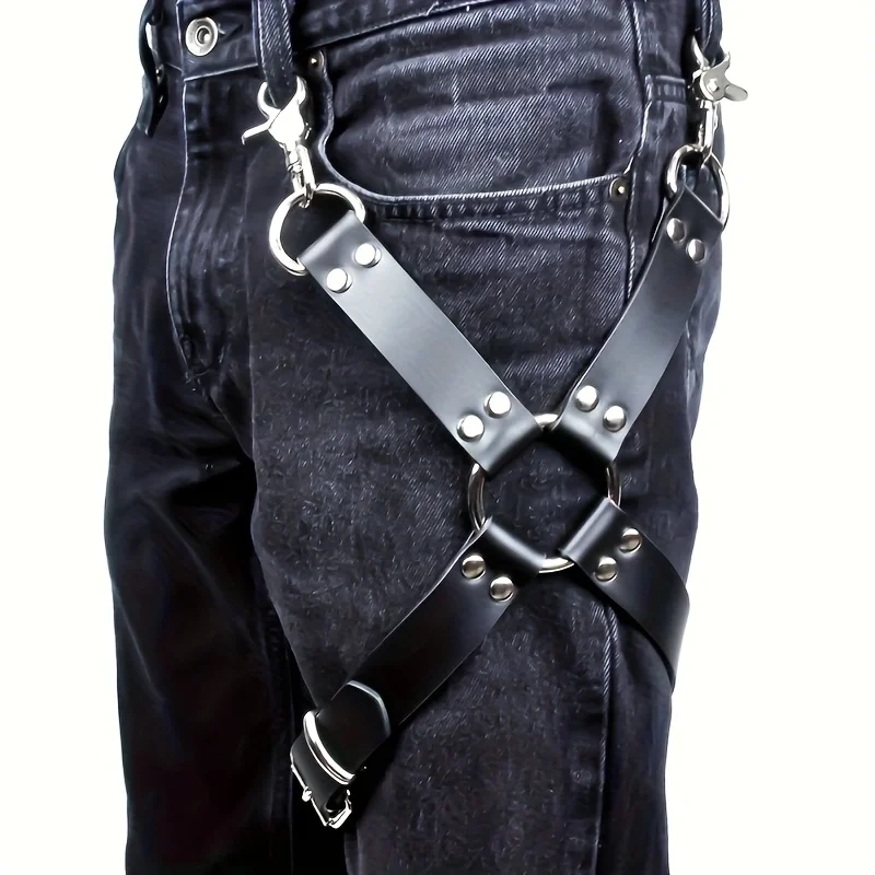 Adjustable Leather Thigh Leg Harness Belt Punk Rave Waist To Leg Harness Accessories Fetish Men Lingerie Festival Gay Clothes