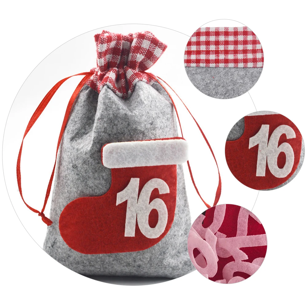 

Christmas Gifts Bag Countdown Calendar Bags Advent Xmas Tree Hanging Ornament Container