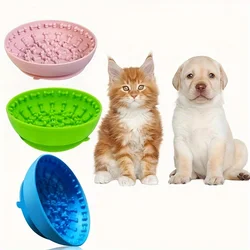 Silicone Slow Food Bowl Round Dog Bowl Cat Anti-Choking Anti-Knocking Feeding Plate Food Bowl with Suction Cup Pet Supplies