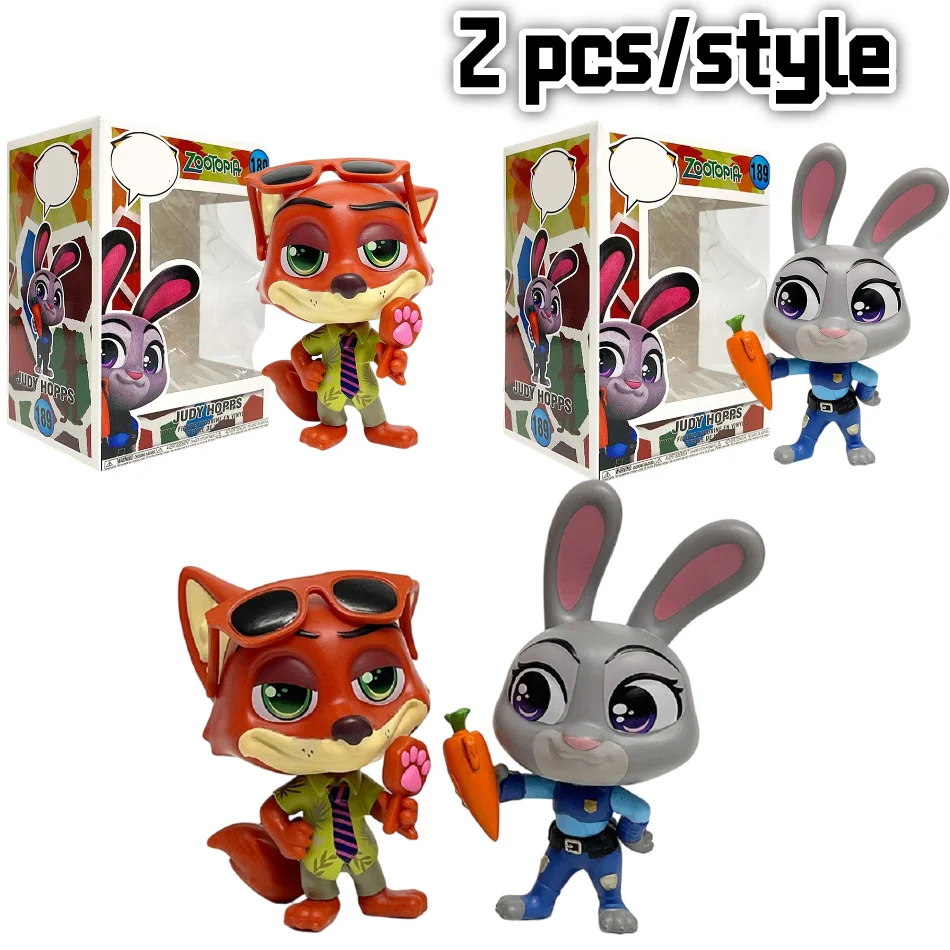 2 pièces Zootopia Judy lapin Nick Fox modèle fait à la main dessin animé mignon film fait à la main jouets périphériques Halloween noël filles