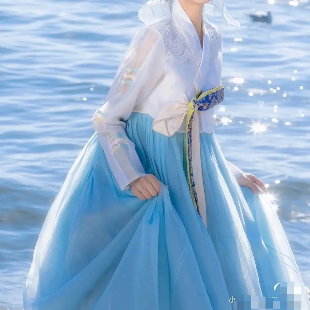 

Super fire travel shoot new Hanbok gauze dress female Korean dress court dress Hanbok super fairy