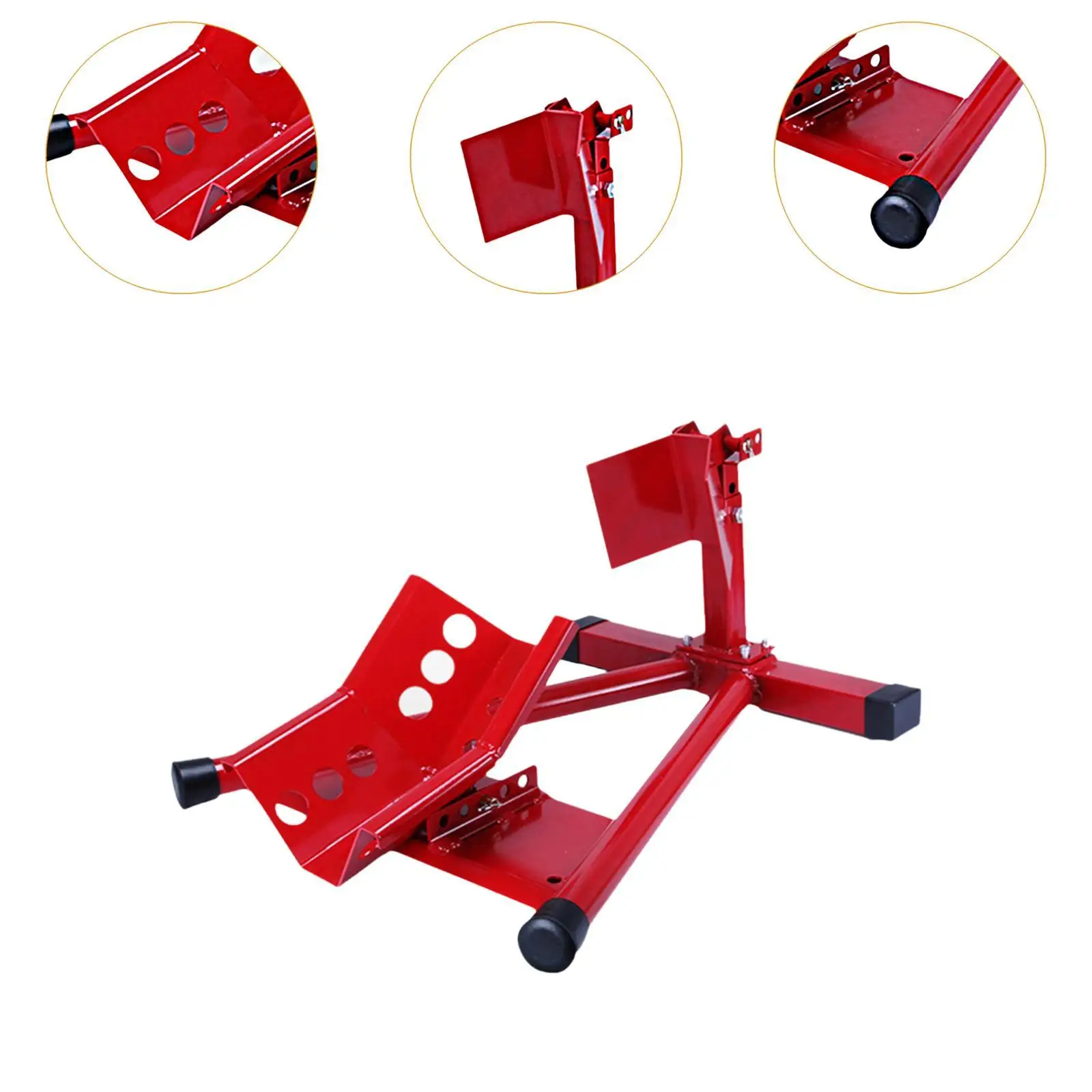 

Professional Motorcycle Tire Chock Adjustable Steel Front Wheel Stand Stable Support for Repairs or Trailers