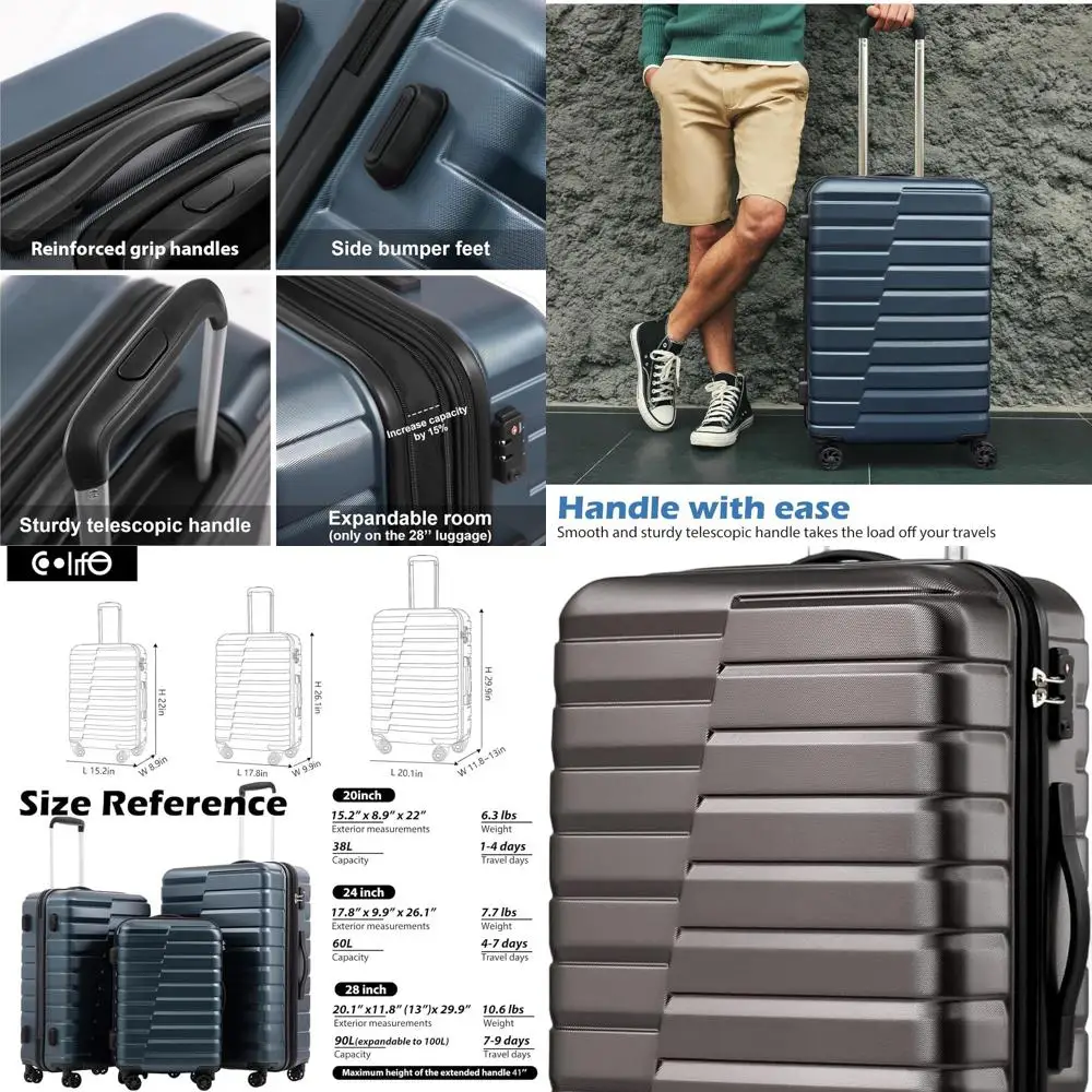 

Расширяемый чемодан-спиннер с твердой поверхностью, 28 дюймов, большой багаж для путешествий