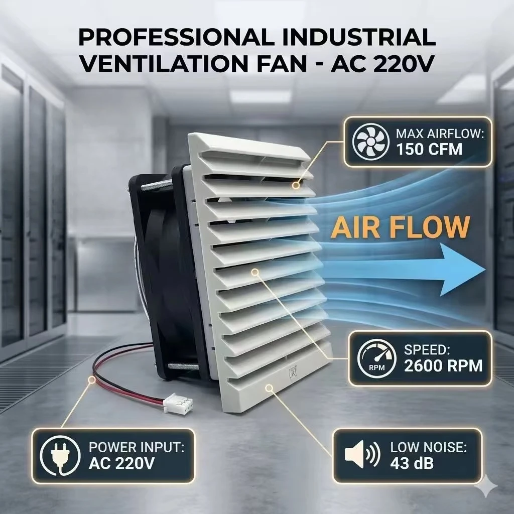 Industrial Axial Fan Exhaust Fan, Air Filter Ventilation Dust Circulation Cooling System 110 & 220V Dual Voltage AC Fan Filter