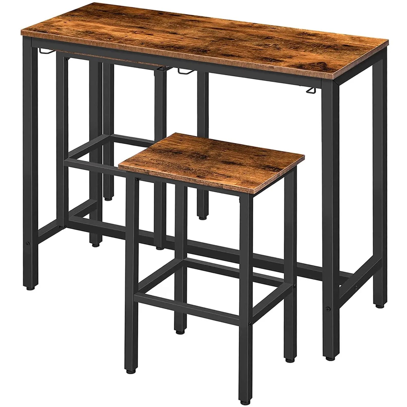 

Industrial Bar Height Table With Two Matching Stools For Kitchen, Living Room Or Compact Dining Spaces