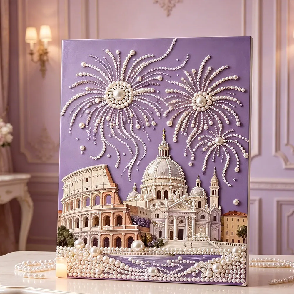 HUACAN Church Diamond Mosaic Pearl Kits City House Landscape Unfinished 30x40cm Diamond Painting Frameless Home Decor Handmade
