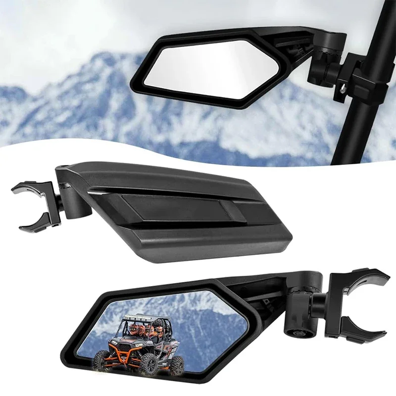 

UTV Side Mirrors RZR Adjustable Side Mirrors with 1.5”-2” Roll Bar for Polars RZR 1000 Can Am Maverick Yamaha YXZ Rhino Pioneer