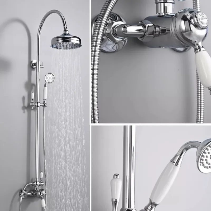 Bathroom Shower Faucet Set Brass Bathroom Rainfall Mixer Tap Europe Style Classical Bath and Set