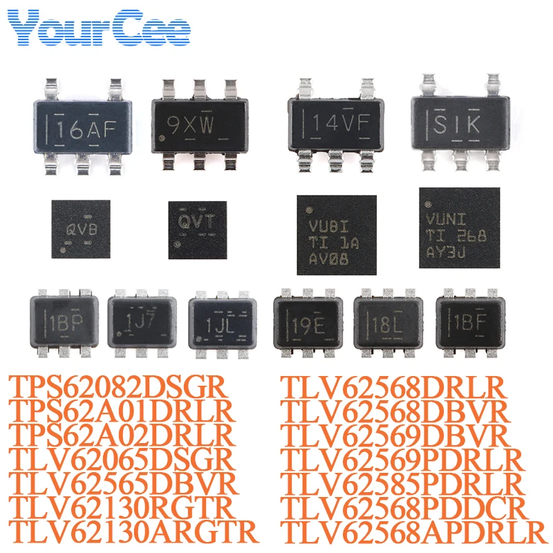 20PCS TLV62568DBVR SOT-23-5 14VF TLV62568 High Efficiency Buck Converter Chip IC TLV62065DSGR TLV62130ARGTR TLV62130RGTR TLV6256