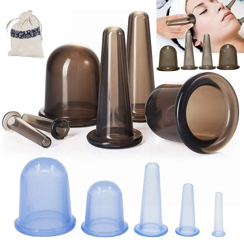 

4/7 шт. силиконовые вакуумные банки, массажные банки, антицеллюлитные присоски для лица, подтяжка шеи, соскабливание кожи, гуаша, против морщин