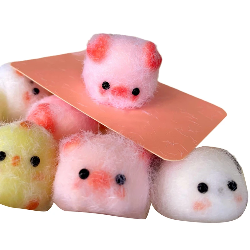 Kawaii Sticky Squishy Mini Chick Pig Dog Stress Relief Toy Cute Animal Relief Squeeze Silicone Pinch Toy Keychain Bag Pendant