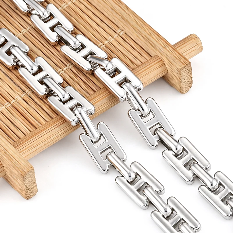 1m 304 Stainless Steel Hand Welded Pig Nose Rectangle Link Chain DIY Bracelet Necklace Jewelry Making Accessories