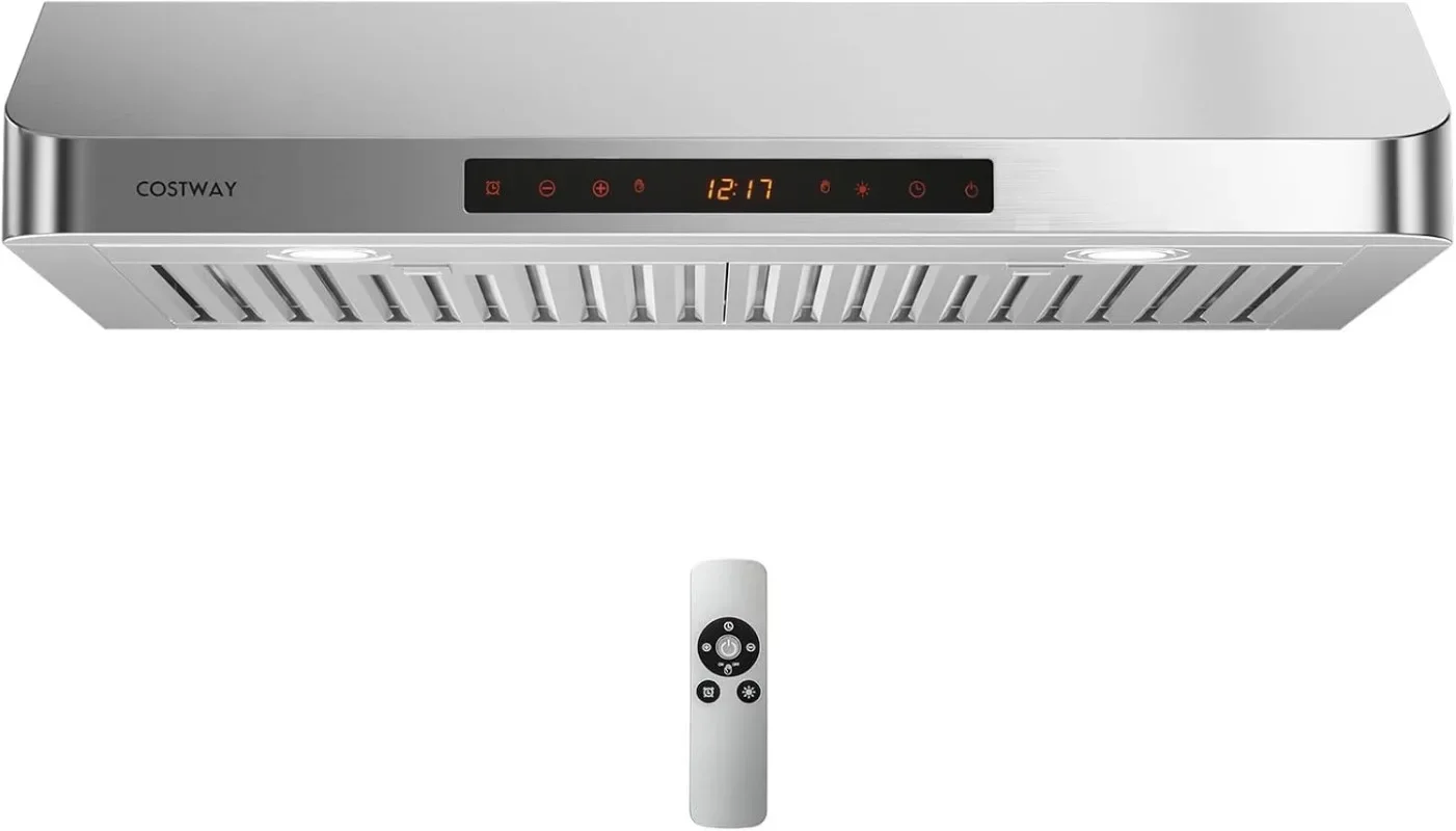 Campana extractora debajo del gabinete de 30 pulgadas, ventilación de cocina de 900 CFM con 4 velocidades, luces LED ajustables y configuración de tiempo, gesto/táctil