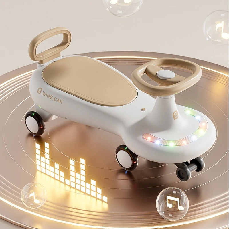 

‌Kids Ride-On Wiggle Car Ages 1-12Y: Anti-Tip Silent Wheels Music Toy w/ Parent-Child Seat Ergo Butterfly Handle-Learning Walker