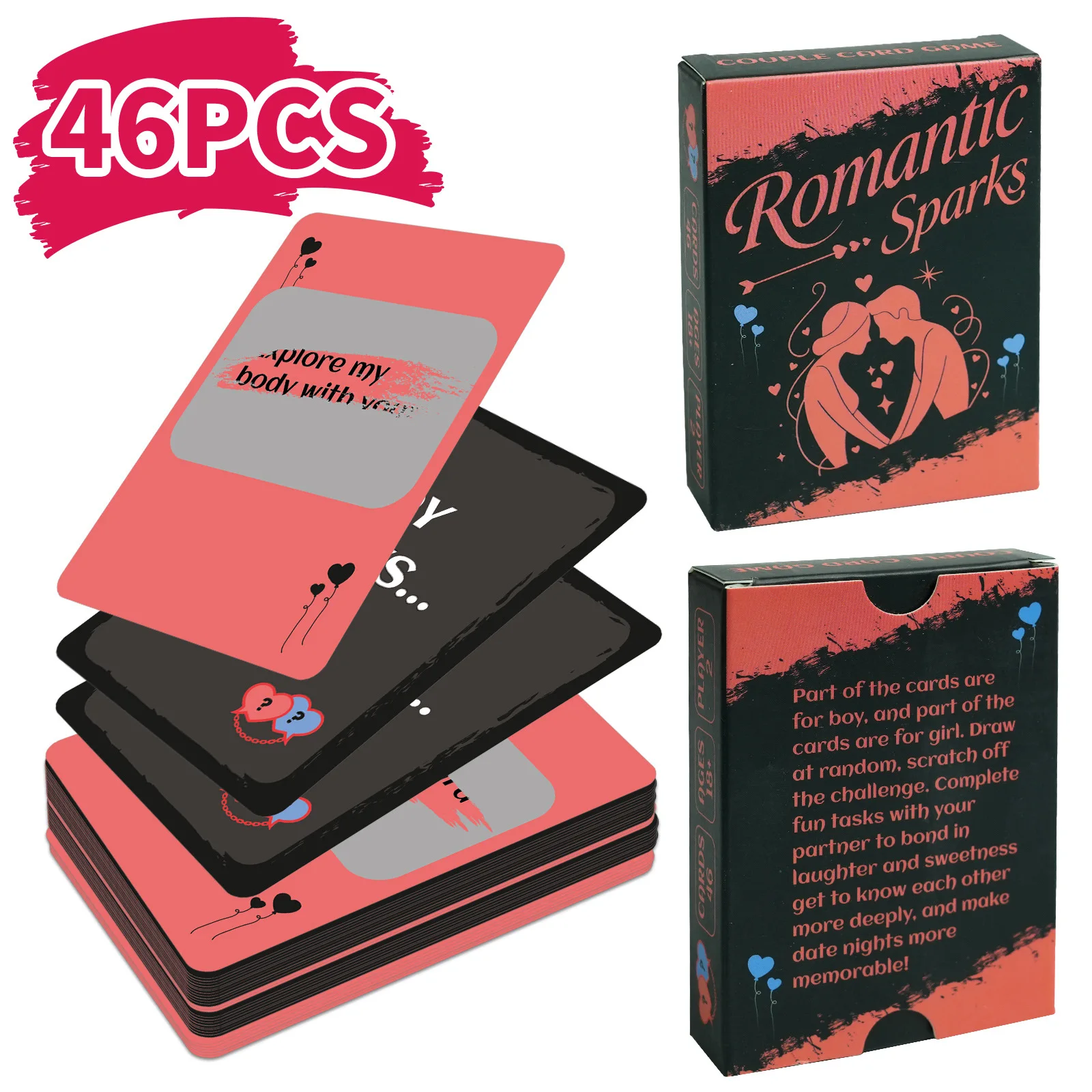 46PCS Couple Interactive Scratch Off Cards Home Fun Drawing Game Prop Leisure Entertainment Warm Emotional Activity Set