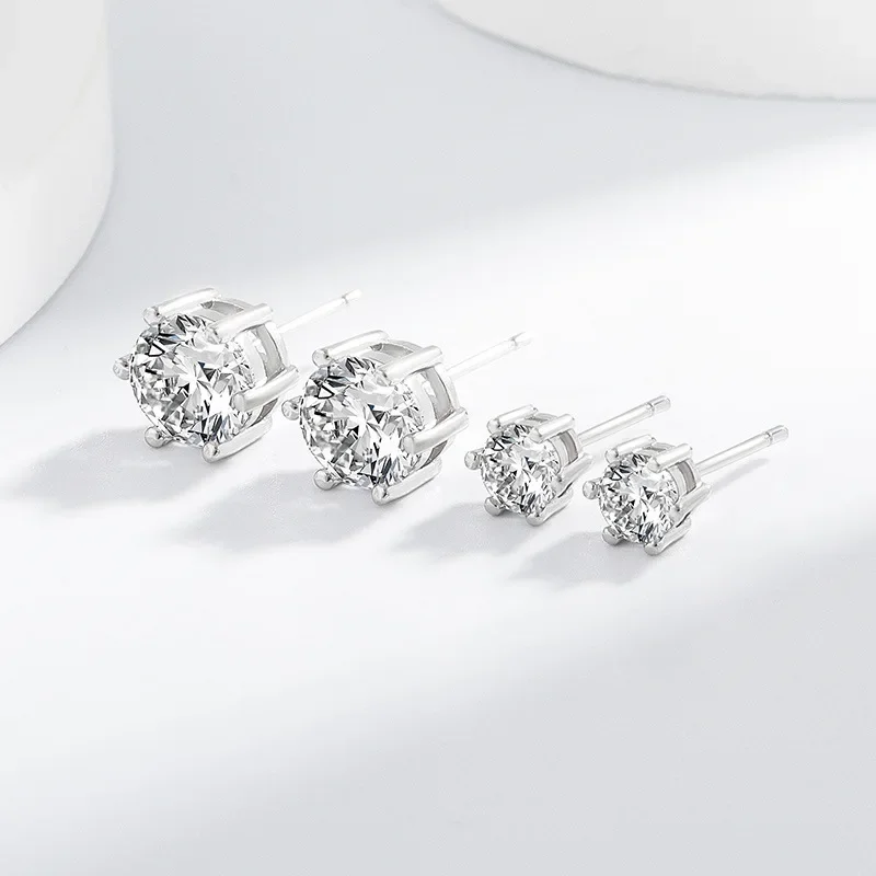 5-9MM Moissanite Stud Earrings in 925 Sterling Silver