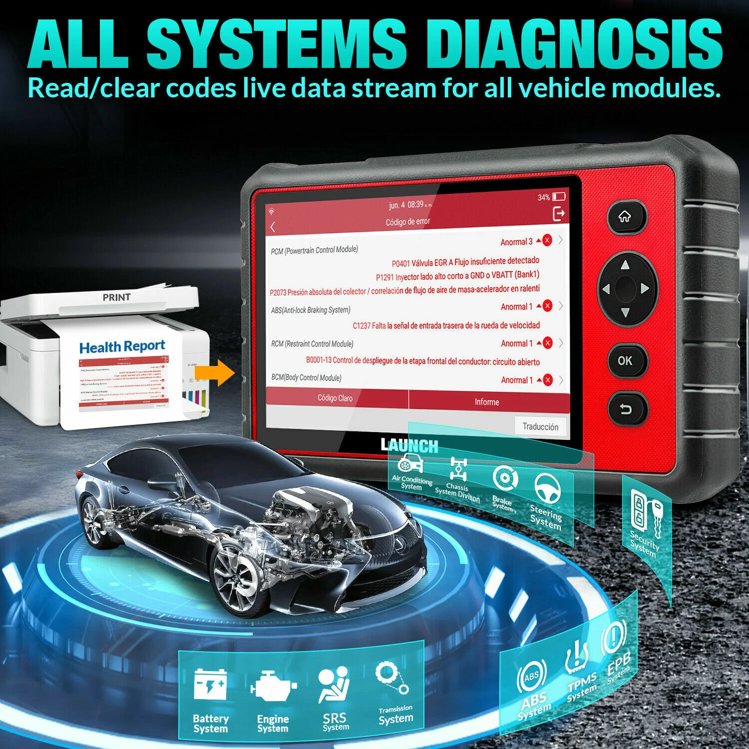 2024 LAUNCH CRP909E Elite Full System OBD2 Scanner,OE-Level Car Diagnostic Scan Tool,28+ Reset Service,2 Years Free Update