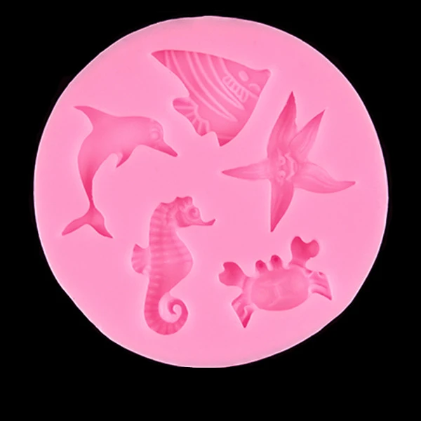 Dolphins Hippocampus Starfish Silicone Mold Chocolate Fondant Cake Decoration Kitchen Soap Tools E041